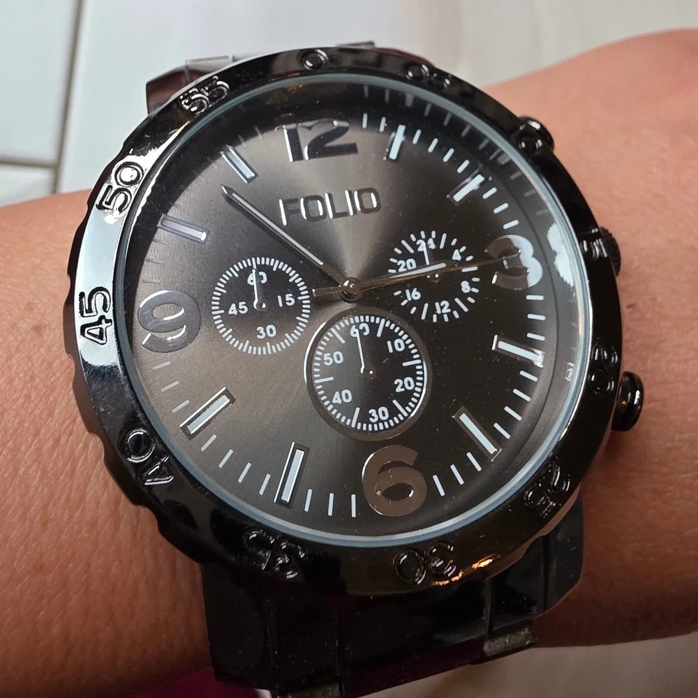 Folio Mens Gunmetal Grey Chronograph Style Watch FMDMSG074 Japan Movt
